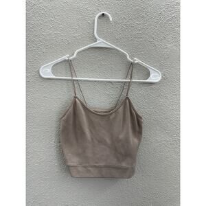 Bella Seamless Womens Crop Top Size Large Tan Ribbed